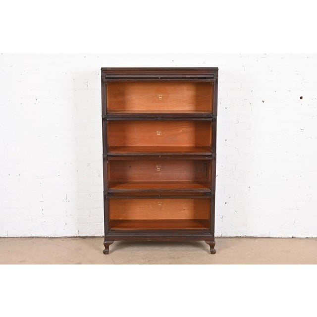 Antique Arts & Crafts Mahogany Four-Stack Barrister Bookcase by Macey, Circa 1920s For Sale In South Bend - Image 6 of 12