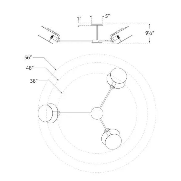 Visual Comfort Thomas O'Brien for Visual Comfort Signature Osiris Large Asymmetric Semi-Flush Mount in Polished Nickel with Linen Diffusers For Sale - Image 4 of 4