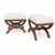 Modern pair of ottomans. The set is done in a modern white Boucle . The finish is walnut. The frames are made of alder.....