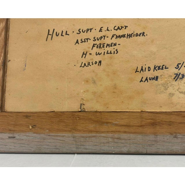 Vintage Mid-Century Industrial Shipyard Painting Signed Framed Harbor Maritime Scene. For Sale In Seattle - Image 6 of 10