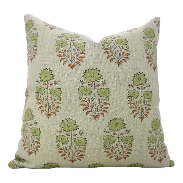 Fabdivine Block Printed Cushion Cover 22x22 Inch Thick Linen-Mayra For Sale
