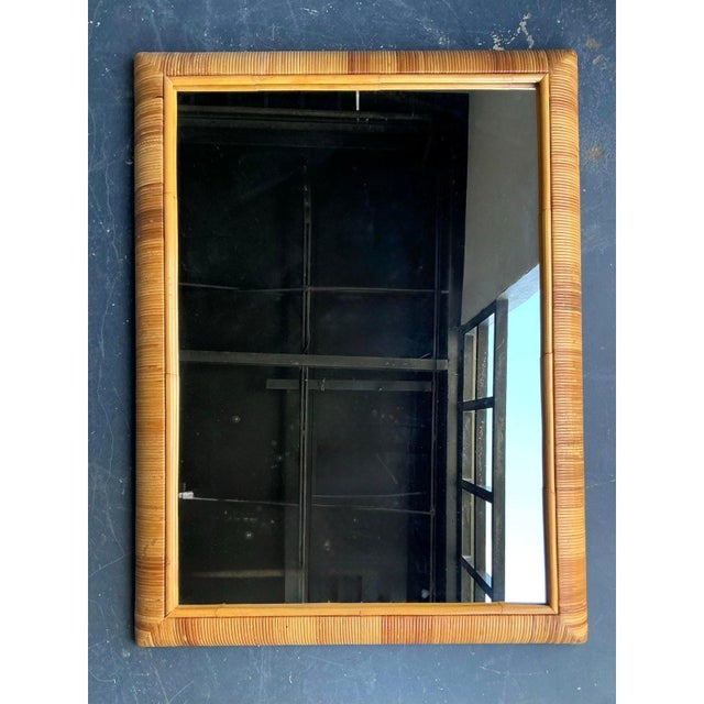 Bielecky Brothers Vintage Boho Wrapped Rattan Mirror For Sale - Image 4 of 8