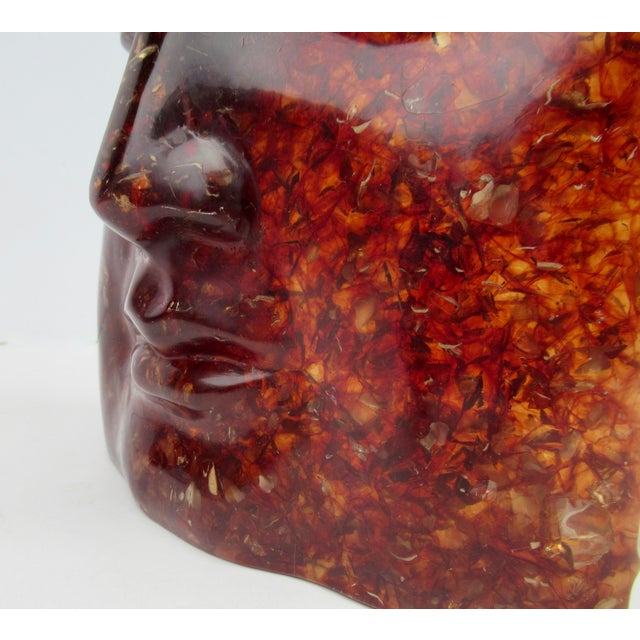 Asian Cast Resin Buddha Face in a Tortoise Shell Look, Decorative Accent Piece For Sale - Image 9 of 16