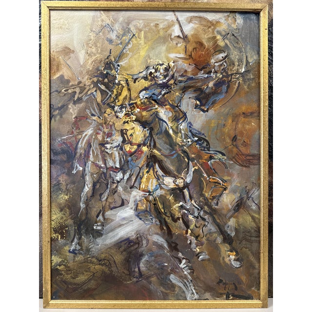 Brown Gérard Pamboujian, Battle of the Pyramids. Oil on Canvas, 1975 For Sale - Image 8 of 9