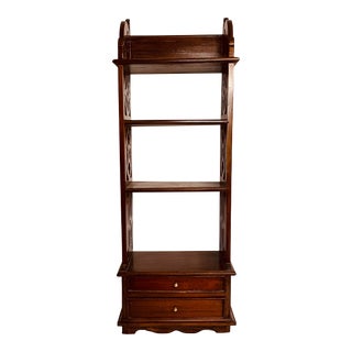 Late 20th C Wooden Hanging or Tabletop Shelves With 2 Drawers For Sale
