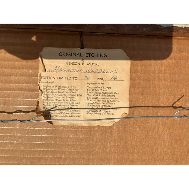 1940s Ornithological Etching Signed Benson Moore For Sale - Image 4 of 4