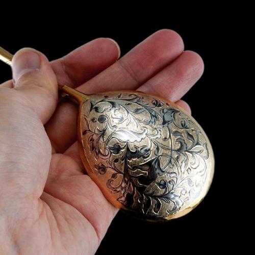 Large Antique Russian Silver Niello Spoon, Moscow, 1848 For Sale - Image 4 of 18