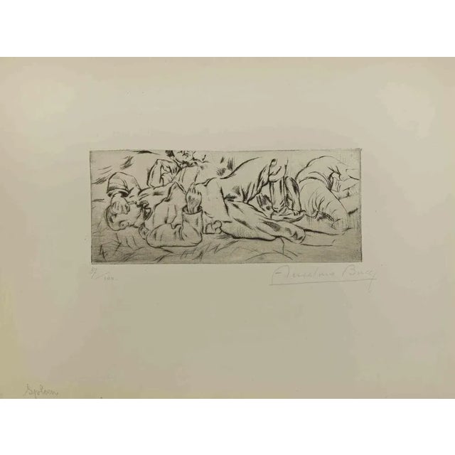 Manfredi - from "Le Croquis du Front Italien" is an Artwork, Drypoint, realized by the Italian Artist Anselmo Bucci, in...