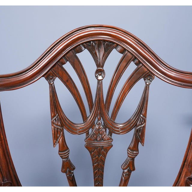 Drape Carved Shield Back Chairs - Set of 10 For Sale - Image 9 of 14
