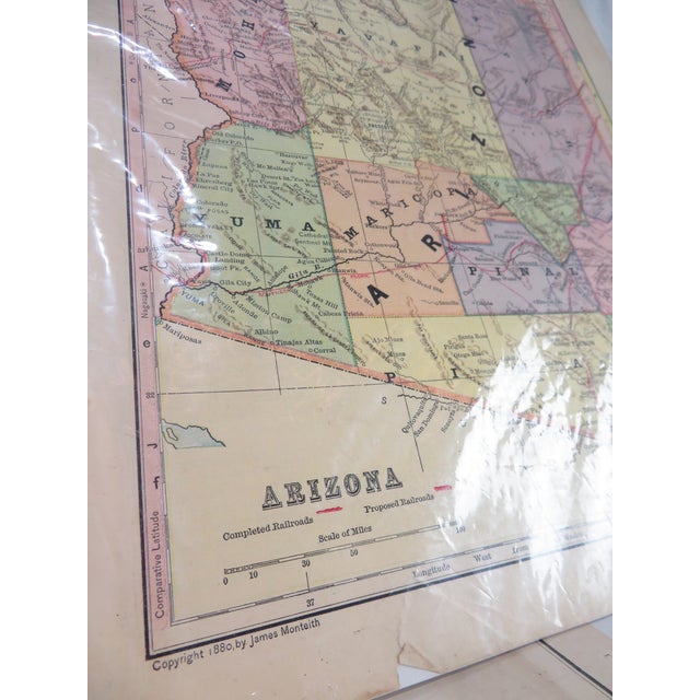 Antique 19th Century Map Lot of 4 ~ Arizona, Louisiana, New York ~ Pre-Statehood For Sale - Image 9 of 14