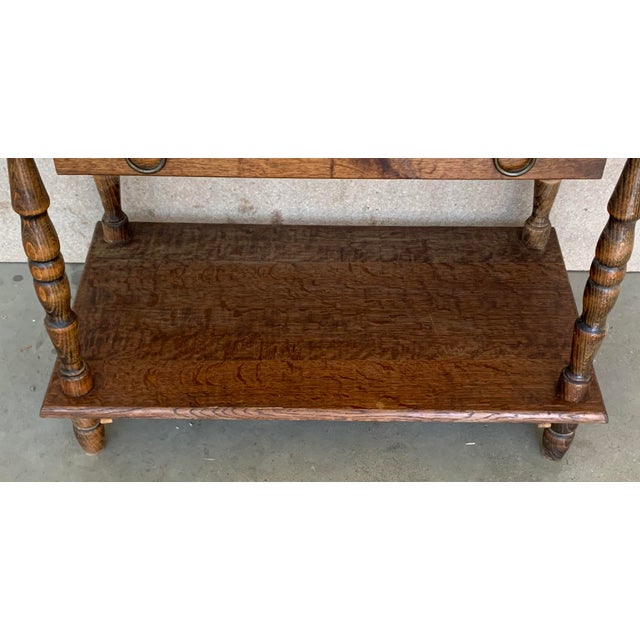 Spanish Country Pine Side Table With Drawer and Low Shelve For Sale - Image 11 of 13