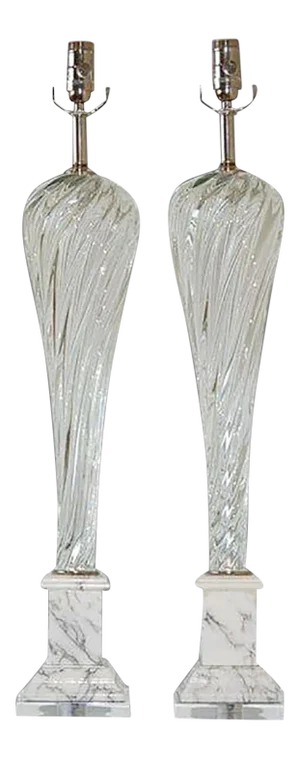 Vintage Murano Glass Lamps Clear