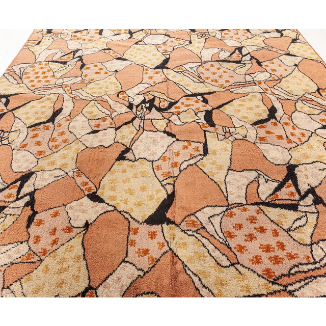 Orange Doris Leslie Blau Vintage European Modernist Rug For Sale - Image 8 of 9