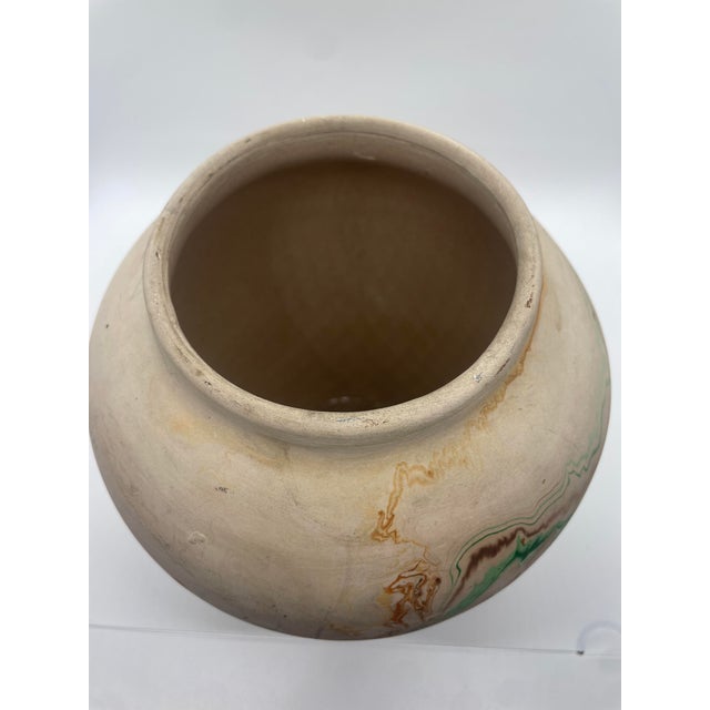 Mid 20th Century Mid 20th Century Nemadji Hand Painted Swirl Pot For Sale - Image 5 of 5