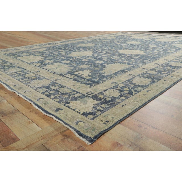 Textile Vintage Modern Blue Distressed Rug - 09'08 X 13'09 For Sale - Image 7 of 9