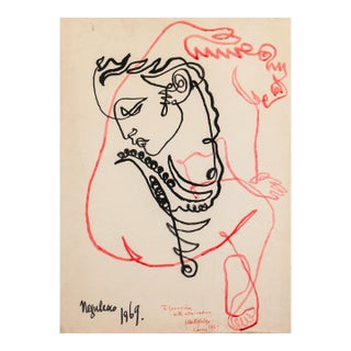 'Two Women' by Jean Negulesco, 1969, Continuous Line Drawing, British Academy Film Awards, Maltese Falcon, Oscar, Hollywood For Sale