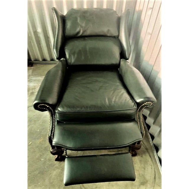 Late 20th Century Sam Moore Classic Hunter Green Leather Club Reclining