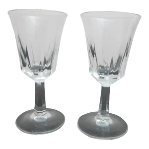 French Glass Cocktail Aperitif Shot Liquor Stemware Glass Set of 2