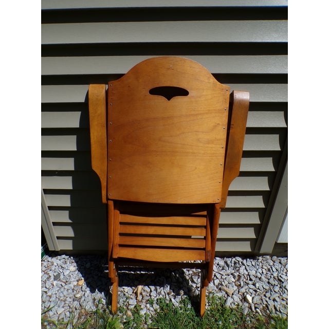 Vintage Mid Century Maple Folding Rocking Chair Rocker Clement MFG Canada For Sale - Image 17 of 18