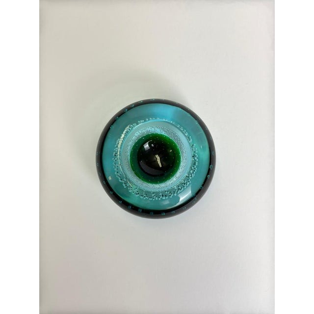 1960s Green and Blue Bullicante Murano Glass Bowl by Galliano Ferro, 1960s For Sale - Image 5 of 10