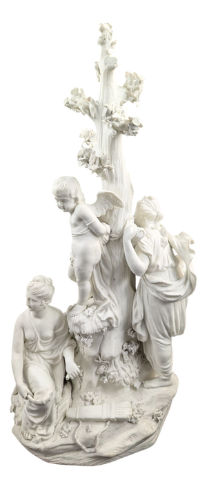 Biscuit Porcelain Group of the Three Graces & Cupid from Derby, 1770s-1780s