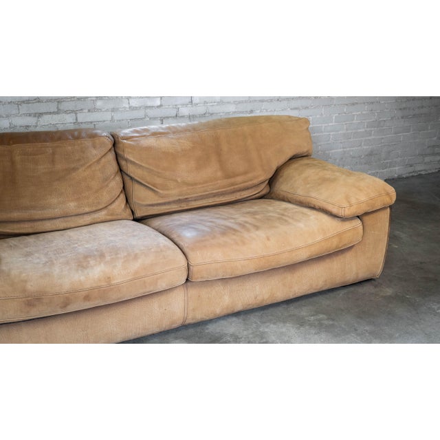 Camel Roche Bobois for Tre Erre S.p.A. Buffalo Camel Leather Sofa For Sale - Image 8 of 15
