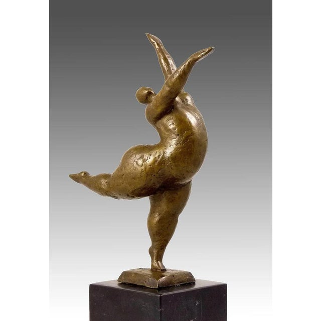 Modern Art Statue of Balancing Nude Dancer, Bronze For Sale - Image 4 of 6