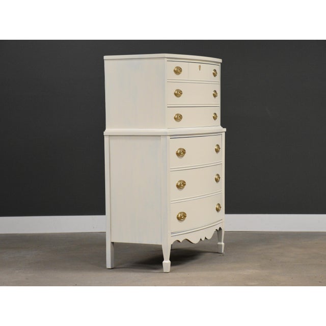 Shabby Chic 1960s White Shabby Chic Modern Tall Dresser For Sale - Image 3 of 11