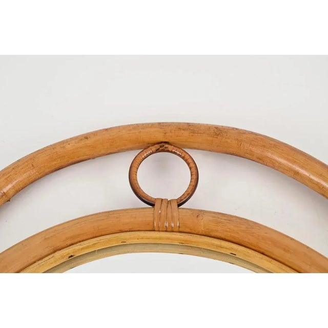French Riviera Arch Mirror with Double Bamboo and Rattan Frame, Italy, 1970s For Sale - Image 12 of 13