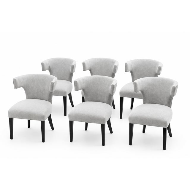 Klismos Set of 6 Upholstered Dining Chairs For Sale - Image 4 of 6