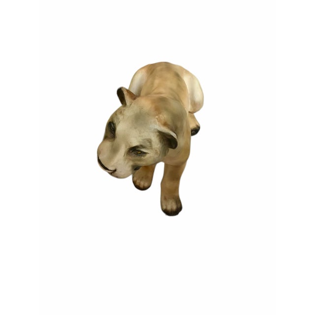 Sculpture Materials Late 20th Century Hollywood Regency Life-Size Cougar Statue, Mountain Lion Sculpture, 31"h For Sale - Image 7 of 8