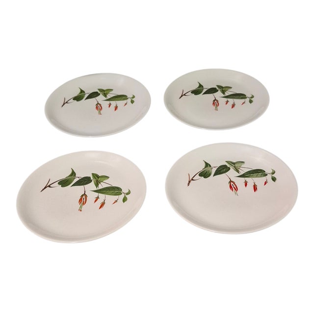 Ceramic Vintage Four Salem u.s.a Floral Primrose Fuchsia Dissert Salad Plates For Sale - Image 7 of 7