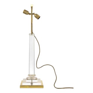 Italian Design Brass and Acrylic Glass Table Lamp by Corinne Halna, 1970s For Sale