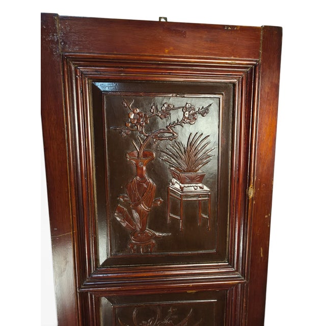 Mid 19th Century Antique 19th-Century Qing Dynasty Carved Hardwood/Elmwood "Scholar's Objects" Architectural Panel For Sale - Image 5 of 16