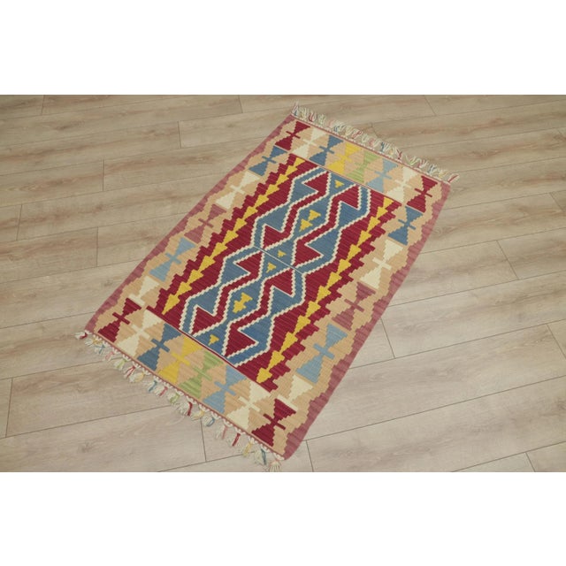 Size: 2.9 x 4.4 ft ( 88 x 133 cm) 34 x 52 inches Color: Organic Natural Dye ( Blue,Red,Beige,Yellow,Green ) Material: 100%...