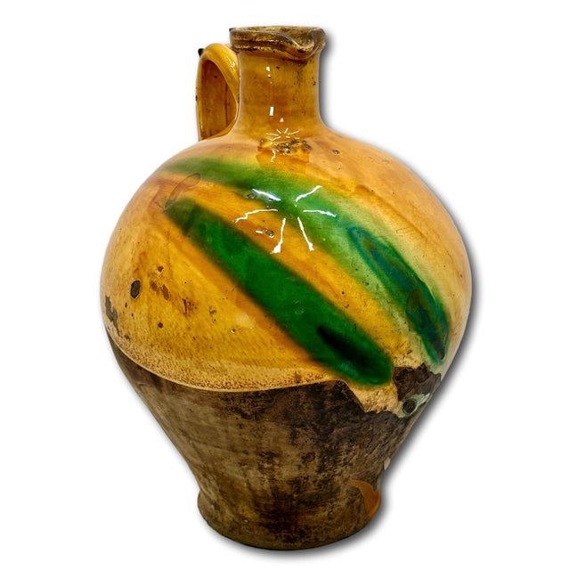 Green Outstanding Very Large Size Antique Country French Pottery Water Jug With Stunning Glaze - Approx 18 Inches Tall For Sale - Image 8 of 18