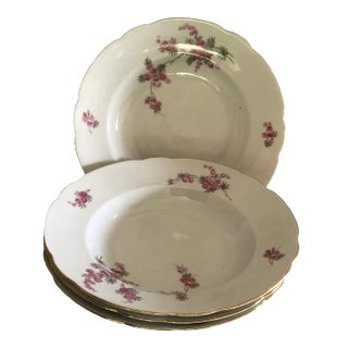 Vintage Johann Seltmann Bavaria Flowers Dinner Bowls S/4 For Sale