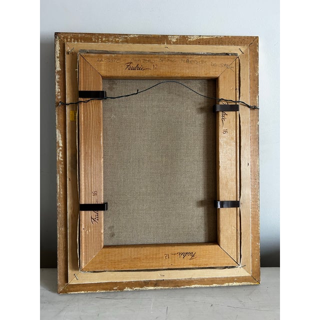 Textile Vintage Oil Painting on Canvas of the Chateau of the Marques De Sade For Sale - Image 7 of 8