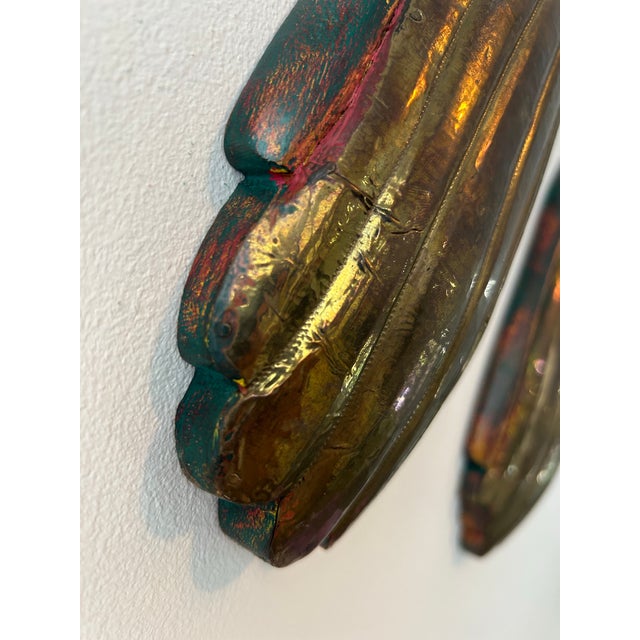 Vintage Wooden "Balinese" Peacock Trio in Brass & Wood For Sale - Image 4 of 10