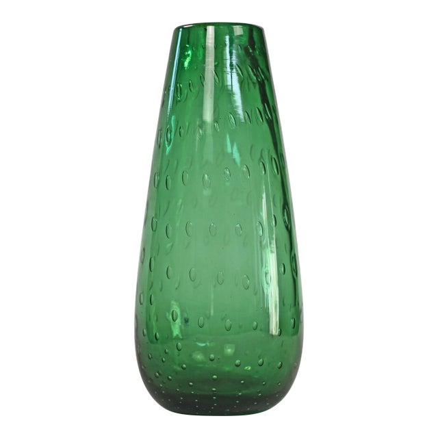 Vintage Controlled Bubbles Art Glass Vase For Sale