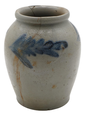 Antique Blue Stoneware Crock Urn Jug