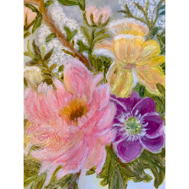 Still Life Impressionist floral in natural wood frame. Ready to hang. Acrylic on canvas.