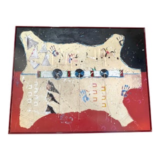 Randy Lee 'White Horse' b. 1951 Untitled, Ceremonial Map with Rawhide Lacing For Sale
