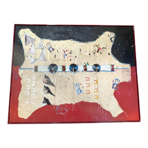 Randy Lee 'White Horse' b. 1951 Untitled, Ceremonial Map with Rawhide Lacing