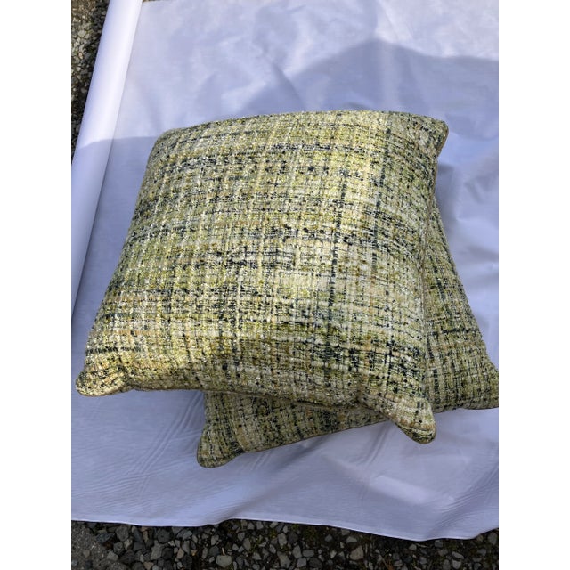 Custom made designer pillows 1 pair of textured 25” bough them at a design show house used only for staging so basically...