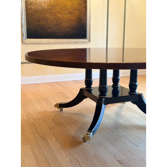 2000 - 2009 Trosby England Sheraton Style Handmade 72” Round Dining Table For Sale - Image 5 of 15