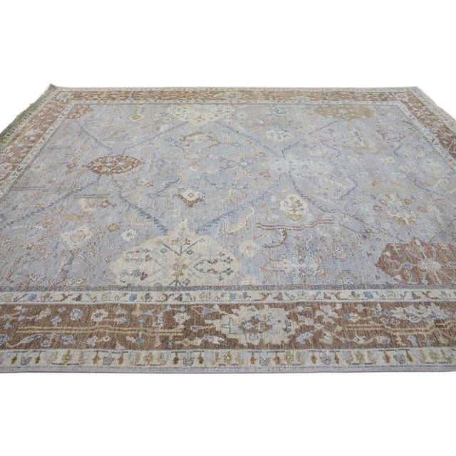 2020s Apadana's Artisan Collection Handmade Floral Gray Wool Rug For Sale - Image 5 of 9