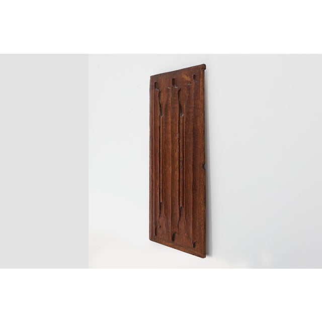 Antique Gothic Linenfold Panel in Carved Oak, 1500s For Sale - Image 4 of 11