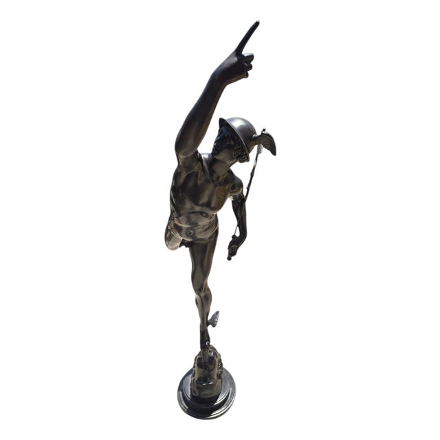 Neapolitan Artist after Giambologna, Large Patinated Figure of Mercury, Bronze For Sale