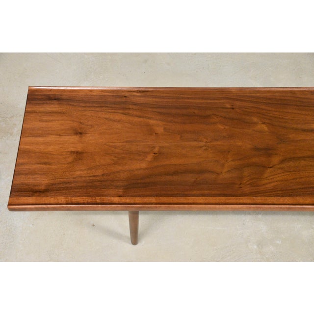 Drexel 1960s Refinished Drexel Declaration Walnut 75” Coffee Table by Kipp Stewart For Sale - Image 4 of 10